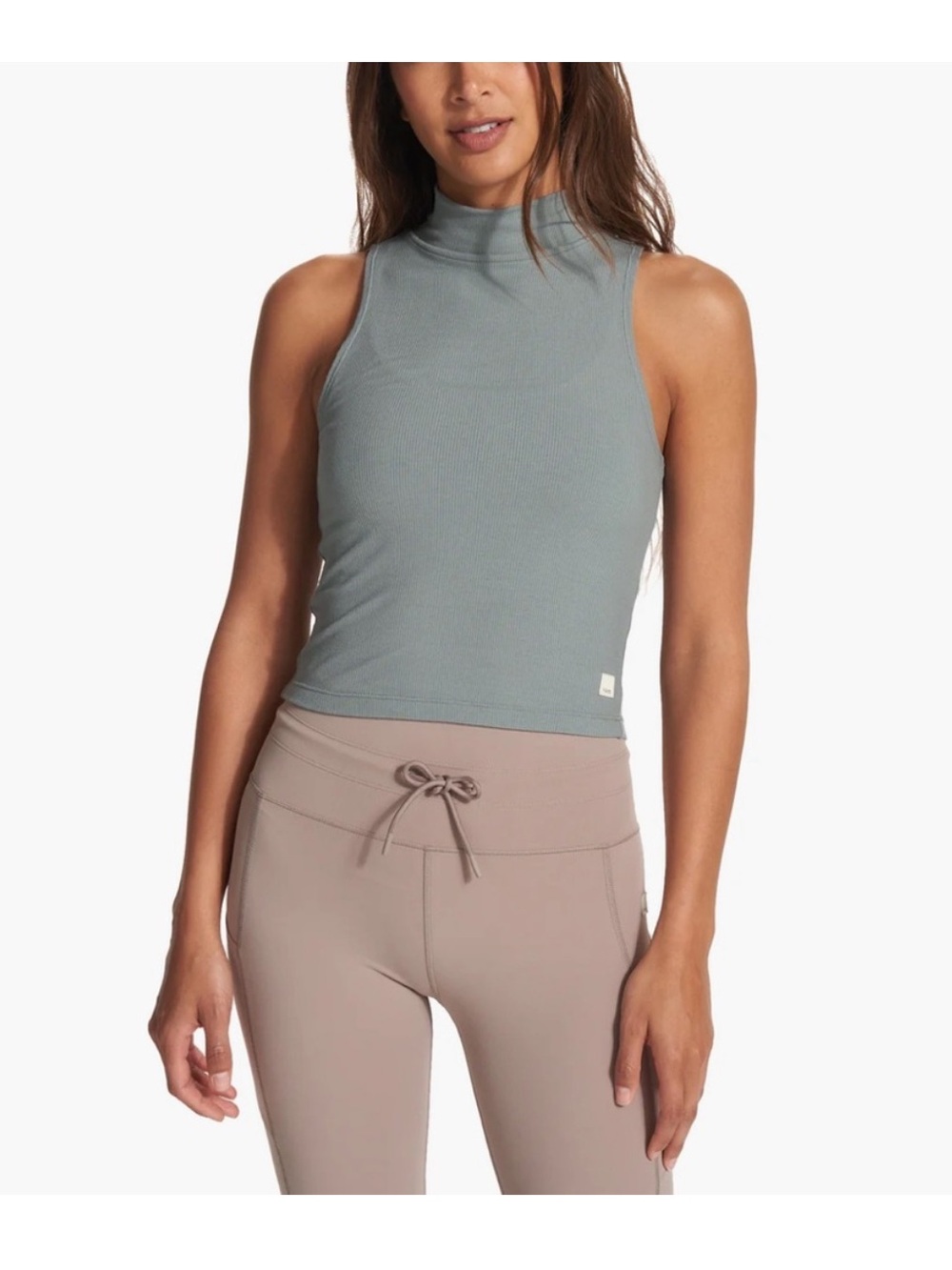 NWT Vuori Cove Funnel Neck Tank Top Sz Large Fern Green Modal Waist Length